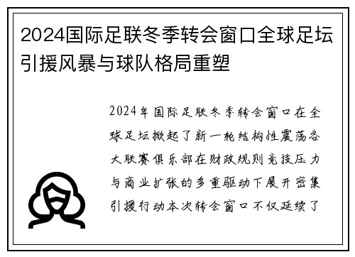 2024国际足联冬季转会窗口全球足坛引援风暴与球队格局重塑 2024国际足联冬季转会窗口全球足坛引援风暴与球队格局重塑